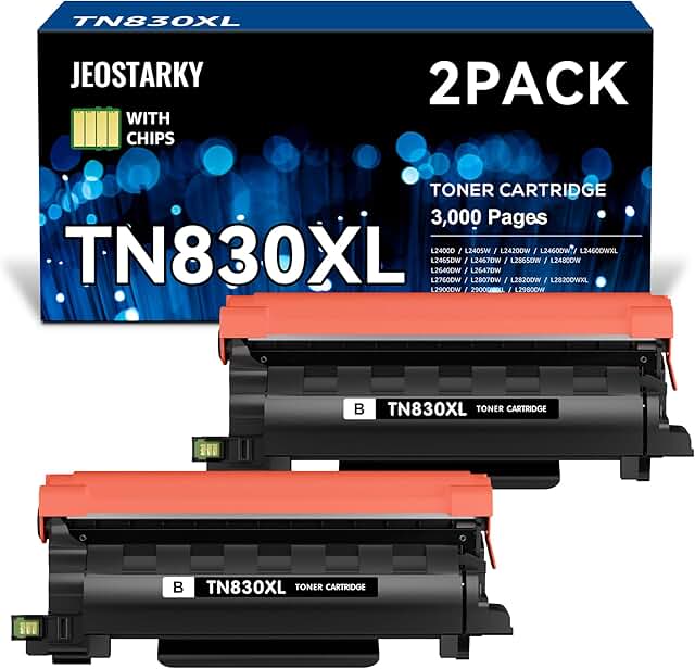 Black TN830XL Toner Replacement, 2 Pack