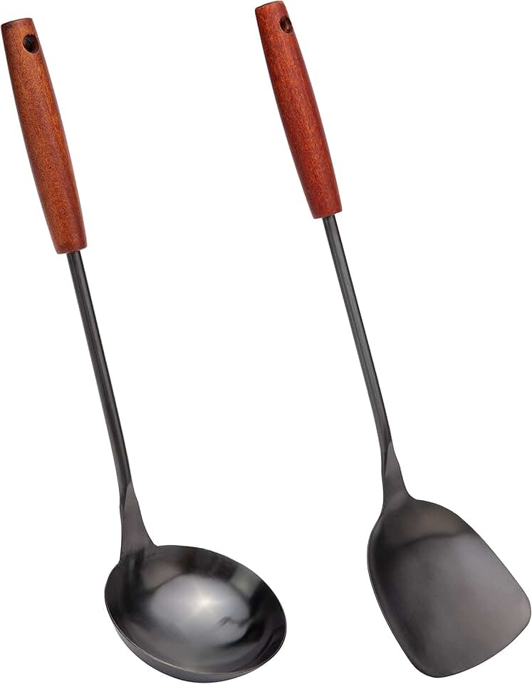 Stainless Steel Wok Spatula and Ladle Set