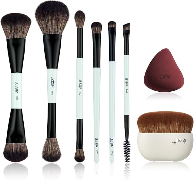 Double-Sided Makeup Brush Set with Foundation and Sponge