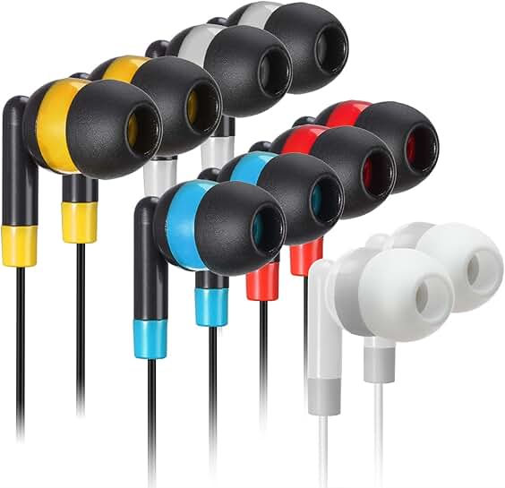 Bulk Pack of 100 Multi-Colored Wired Earbuds
