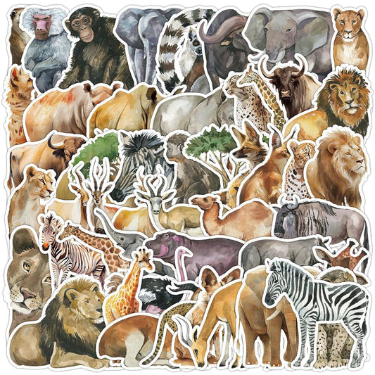 50 African Savannah Animal Stickers for Water Bottles and More