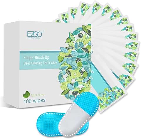 100 Pack Deep Cleaning Teeth Wipes and Finger Brush