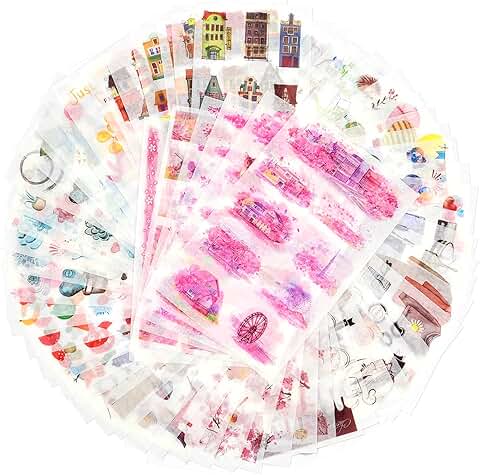 12 Pack Washi Sticker Set with 72 Sheets for Journals and Crafts
