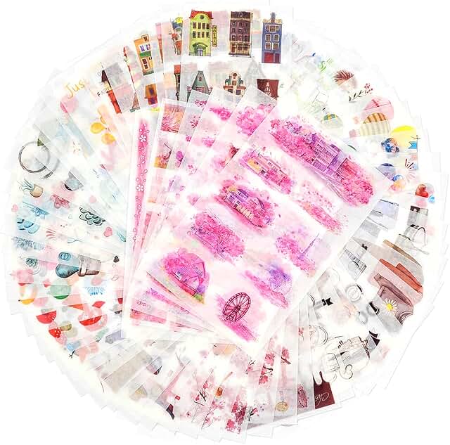 12 Pack Washi Sticker Set with 72 Sheets for Journals and Crafts