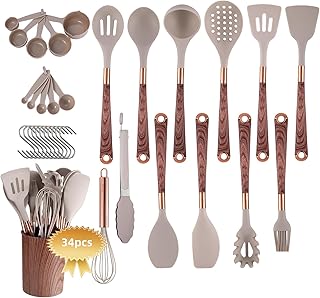 34-Piece Heat-Resistant Silicone Kitchen Utensil Set