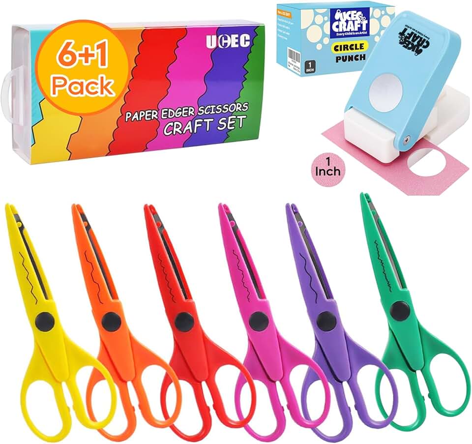 Craft Scissors and Paper Punch for Crafts and Scrapbooking