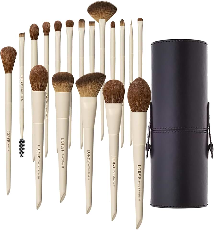 18-Piece Face and Eye Makeup Brush Set with Travel Case