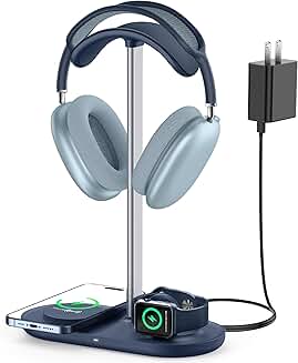 3-in-1 Desktop Headphone Stand with Wireless Charger