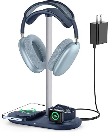 3-in-1 Desktop Headphone Stand with Wireless Charger