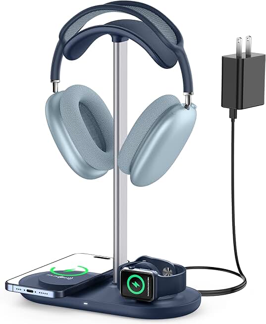 3-in-1 Desktop Headphone Stand with Wireless Charger