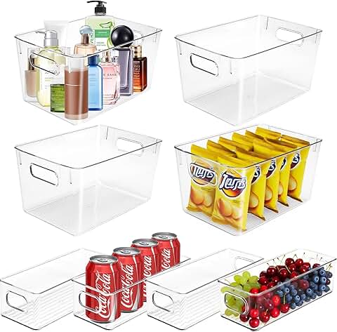 8 Clear Stackable Storage Bins with Handles