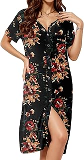 Women's Short Sleeve Button-Up Nightgown