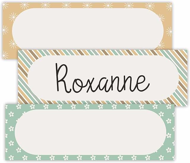 Set of 30 Boho Style Name Tags, 3x9 Inches