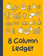 Yellow 8-Column Ledger Notebook for Business and School