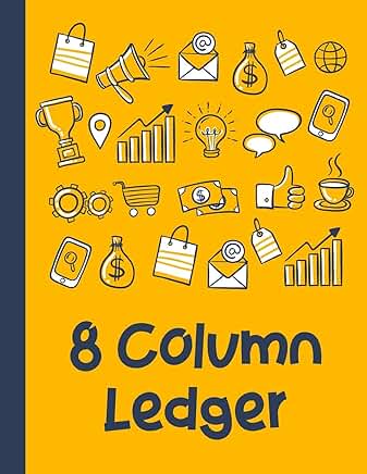 Yellow 8-Column Ledger Notebook for Business and School