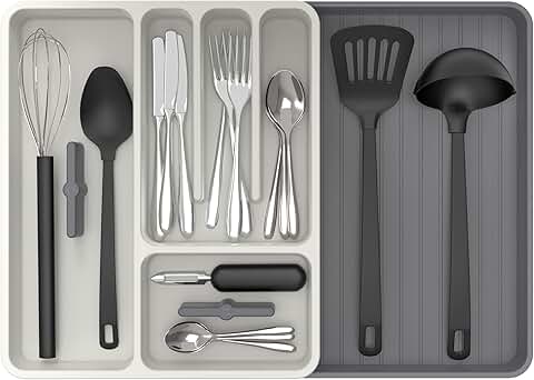 Expandable silverware and utensil drawer organizer