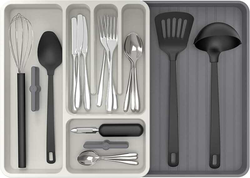 Expandable silverware and utensil drawer organizer