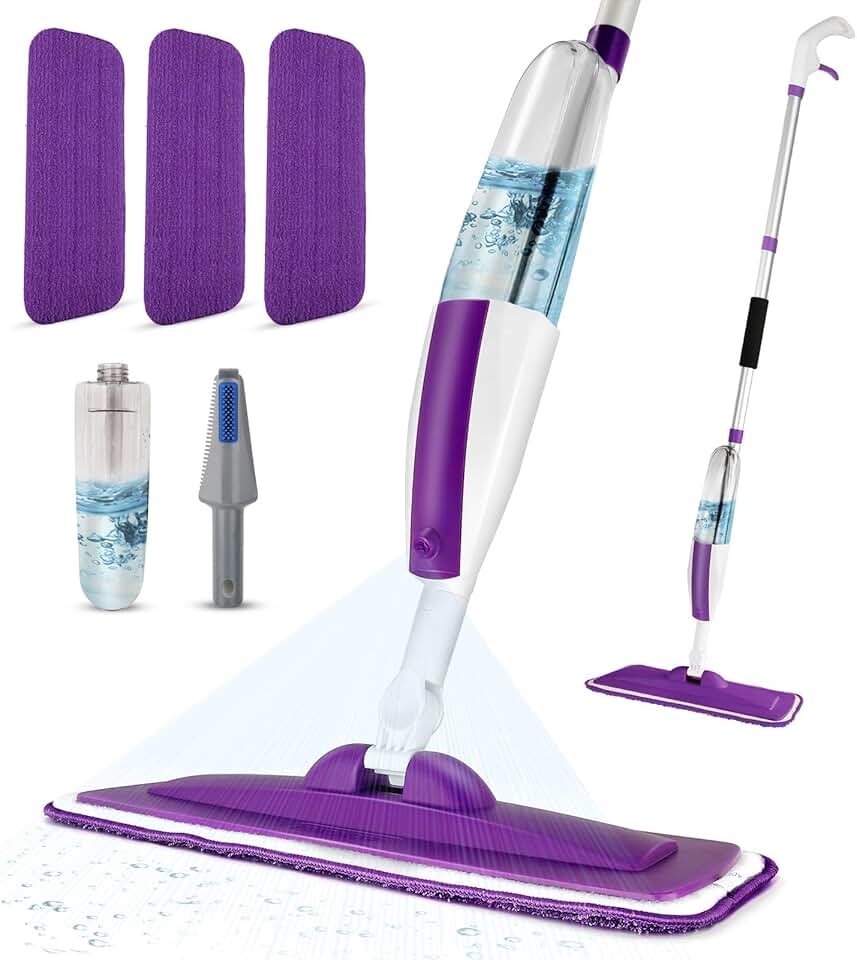 Refillable Spray Floor Mop with Microfiber Pads