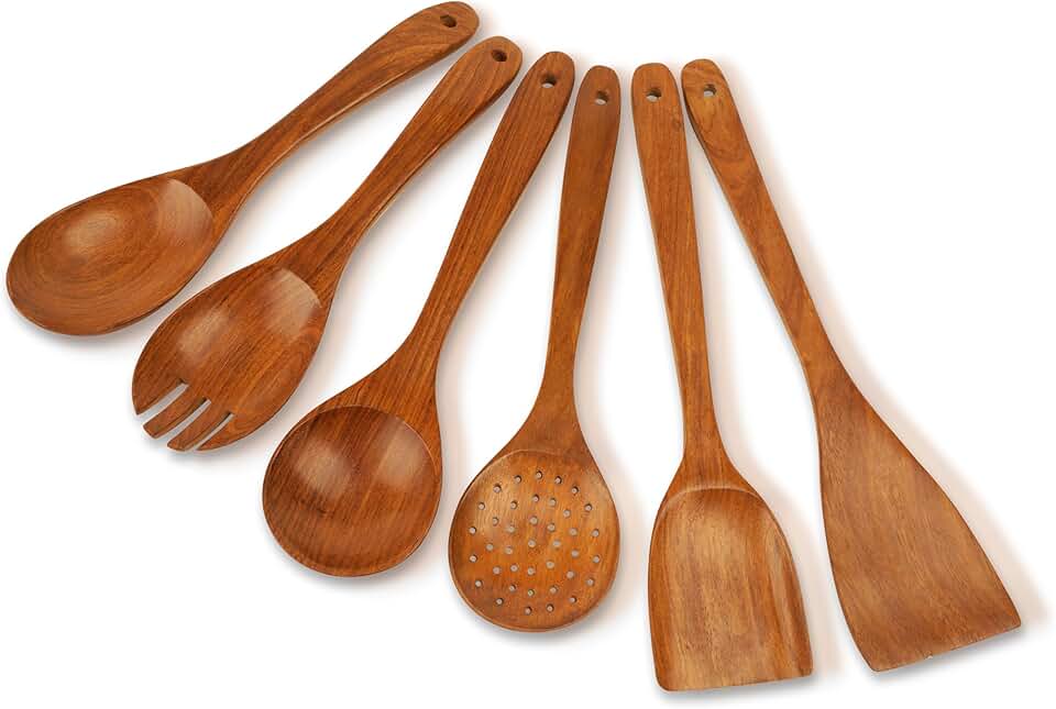 Premium Roosewood Cooking Spoon Set for Stirring and Serving
