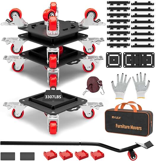 Heavy Duty Furniture Dolly with 5 Wheels and Side Guards