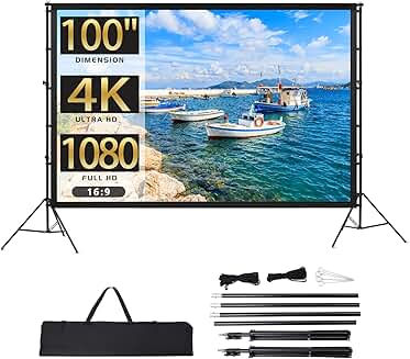 Portable 100-inch Projection Screen with Stand