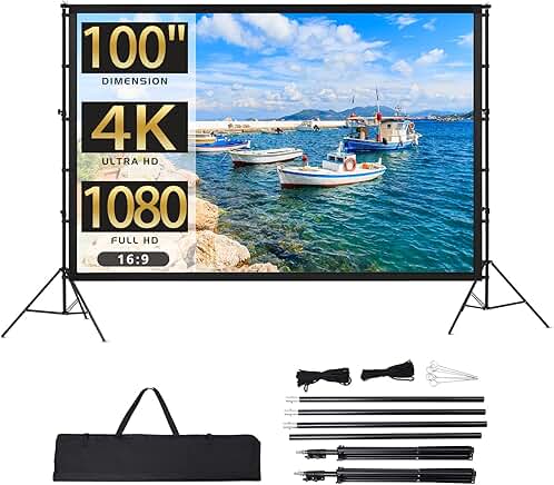 Portable 100-inch Projection Screen with Stand