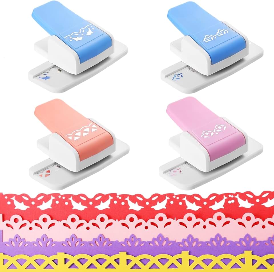 Set of 4 floral border punches for paper crafts