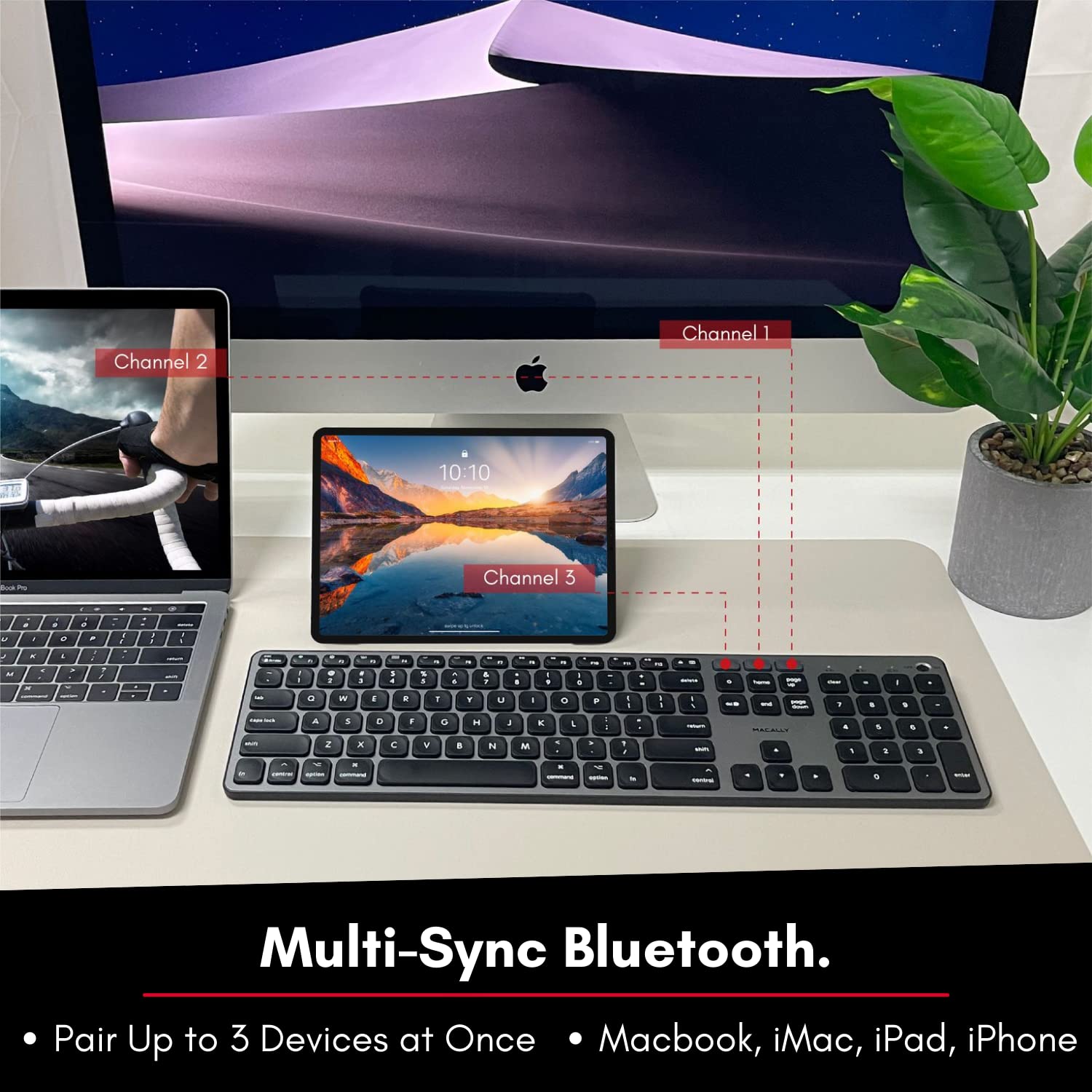 Backlit Bluetooth Keyboard for Mac & iOS - for Apple Devices - 107 Key Rechargeable Wireless Mac Keyboard - Wireless Backlit Keyboard Mac (White LED | 3 Brightness Levels) - Space Gray