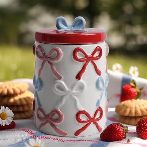 Large 42 oz Airtight Ceramic Cookie Jar with Lid