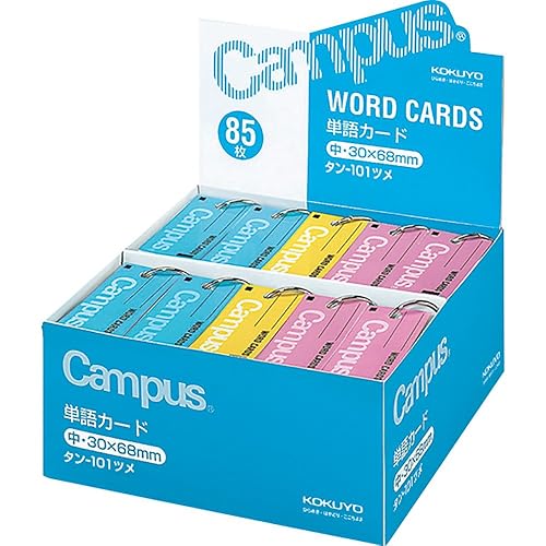 Set of 30 colorful mini flash cards with rings