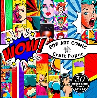 Pop Art Comic Craft Paper, 8.5x8.5 inches, 15 styles, 30 sheets