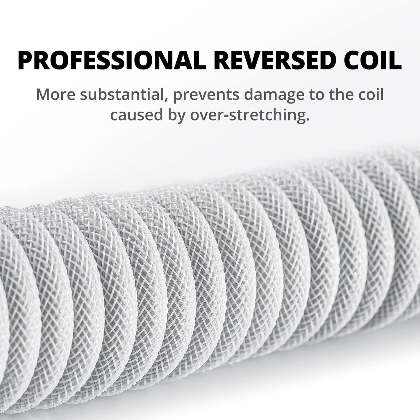 Pro Custom Coiled USB C Cable for Gaming Keyboard, Double-Sleeved Mechanical Keyboard Cable with Detachable Metal Aviator, 1.5M USB-C to USB-A, White Color