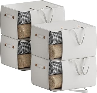 Large Cotton Canvas Storage Bags with Handles and Clear Window