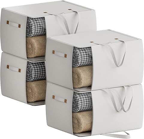 Large Cotton Canvas Storage Bags with Handles and Clear Window