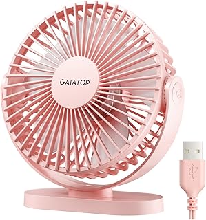 Small Quiet USB Desk Fan with 3 Speeds and 90° Rotation