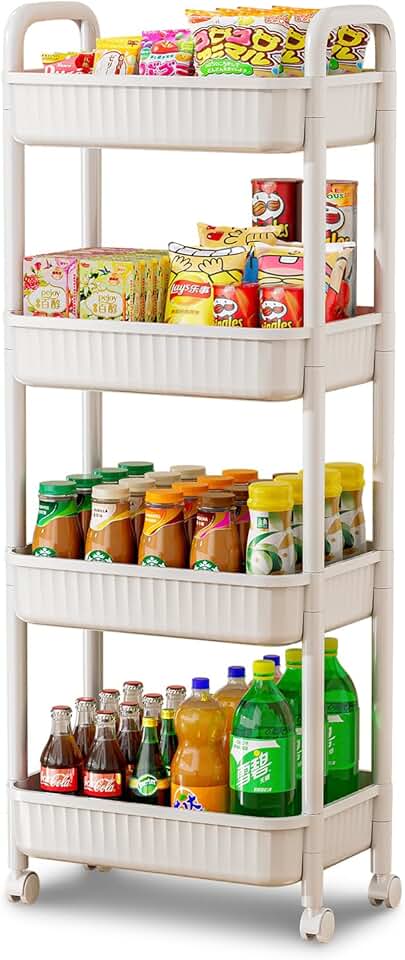 4-Tier Rolling Storage Cart with Locking Wheels
