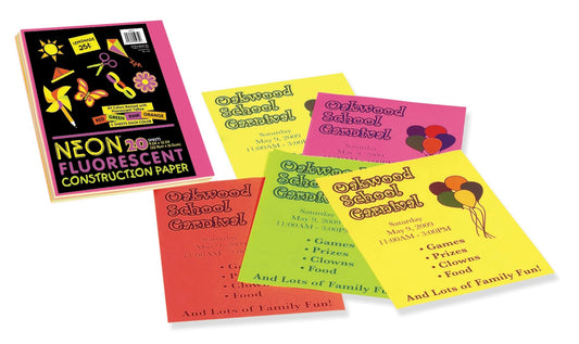 Assorted Neon Colored Bond Paper, 100 Sheets