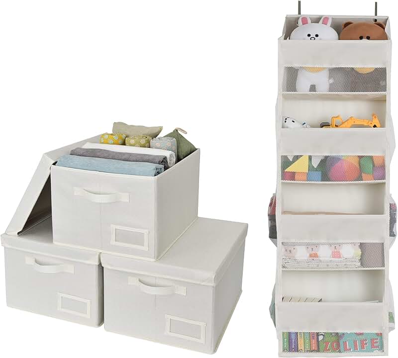 Closet Door Organizer and Storage Boxes Bundle