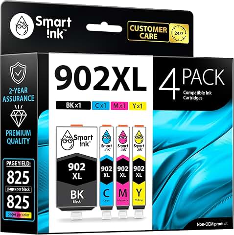 Ink Cartridge Replacement for HP 902 XL (4 Pack)