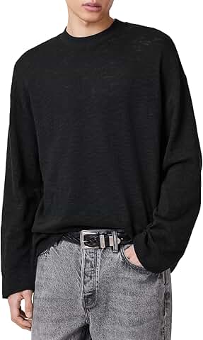 Men's Foster Long Sleeve Crew in Jet Black