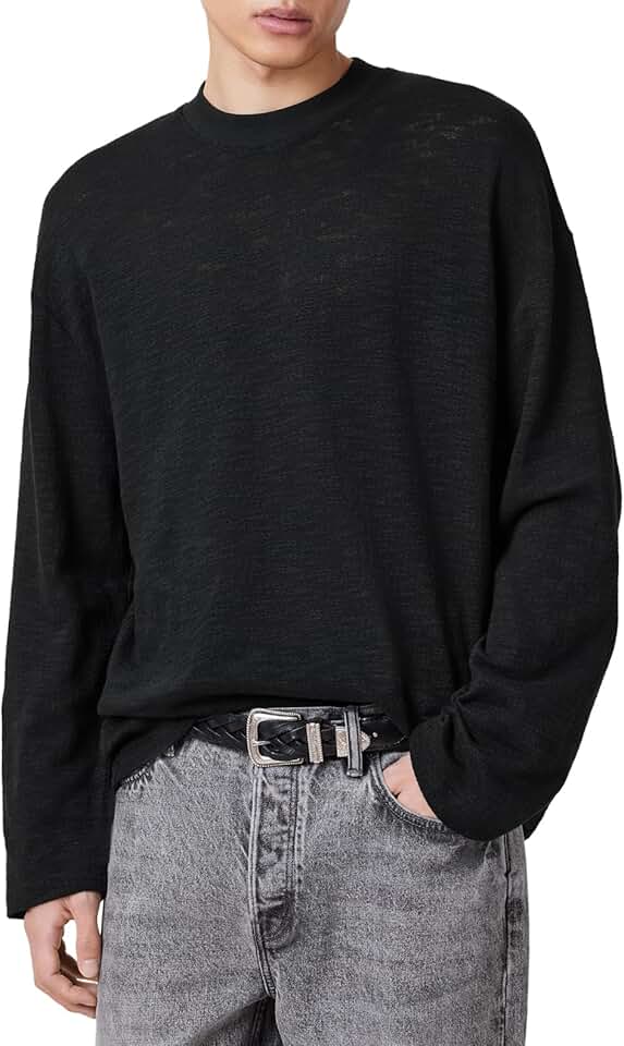 Men's Foster Long Sleeve Crew in Jet Black