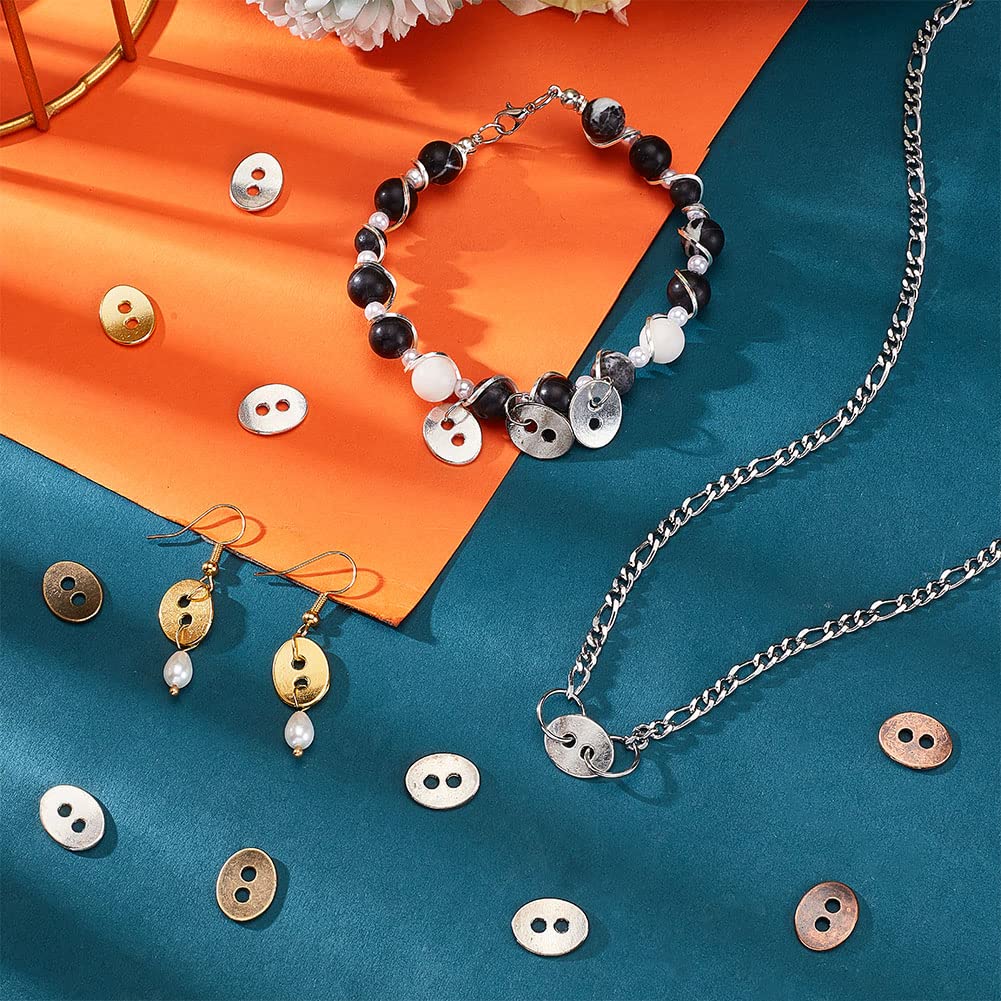 120 pcs oval alloy buttons for jewelry making in 6 colors