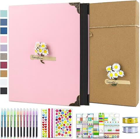 DIY Scrapbook Photo Album Kit with Pens, Tapes, and Stickers