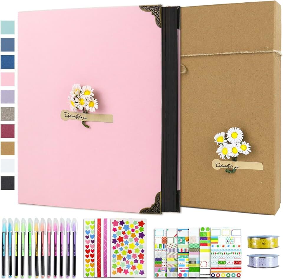 DIY Scrapbook Photo Album Kit with Pens, Tapes, and Stickers