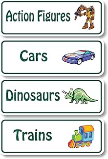Toy Bin Organization Labels Set with 72 Stickers