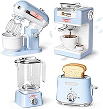 Kids Play Kitchen Set with Coffee Maker, Toaster, Mixer, and Blender