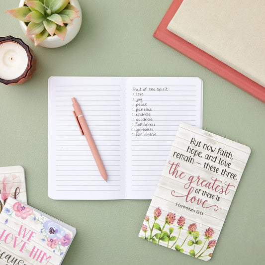 Set of 6 floral prayer journals for women, 80 pages