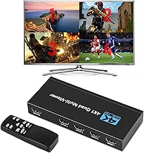 HDMI Multiviewer Switch 4x1 with Split Screen and Remote