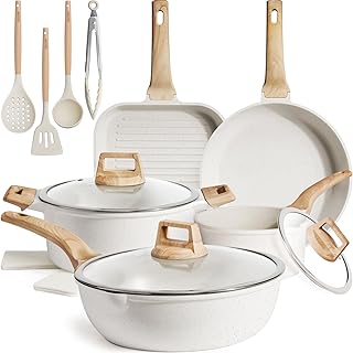 16-Piece Nonstick Ceramic Cookware Set with Grill and Saute Pans