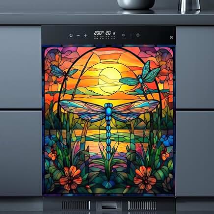 Colorful Glass Flower Magnet Cover for Dishwasher and Refrigerator